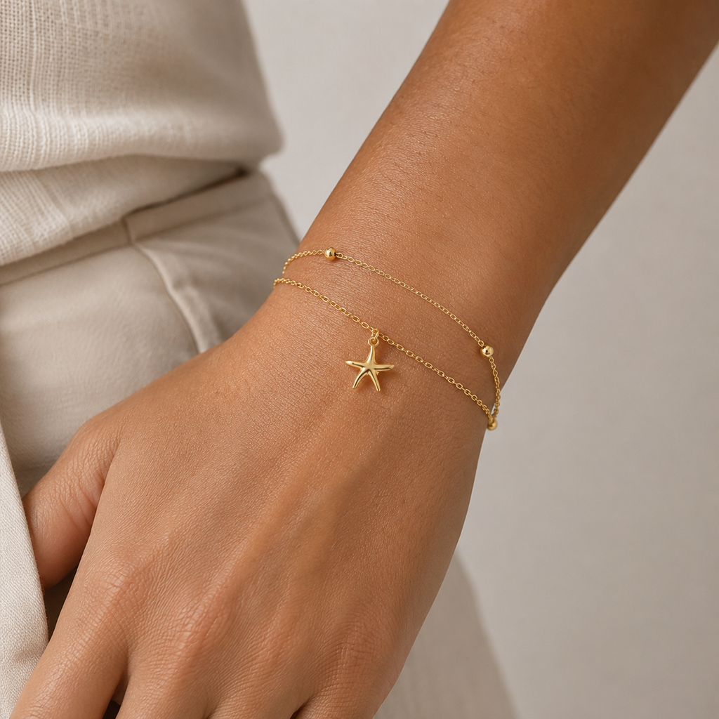 Golden Starfish Double Layer Bracelet