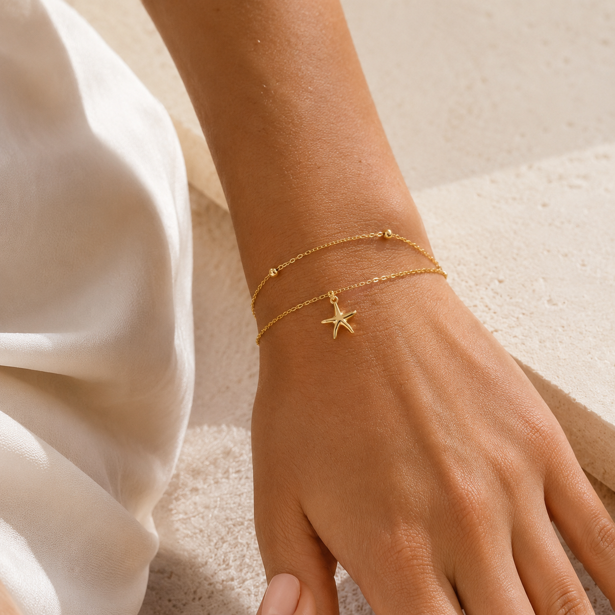 Golden Starfish Double Layer Bracelet