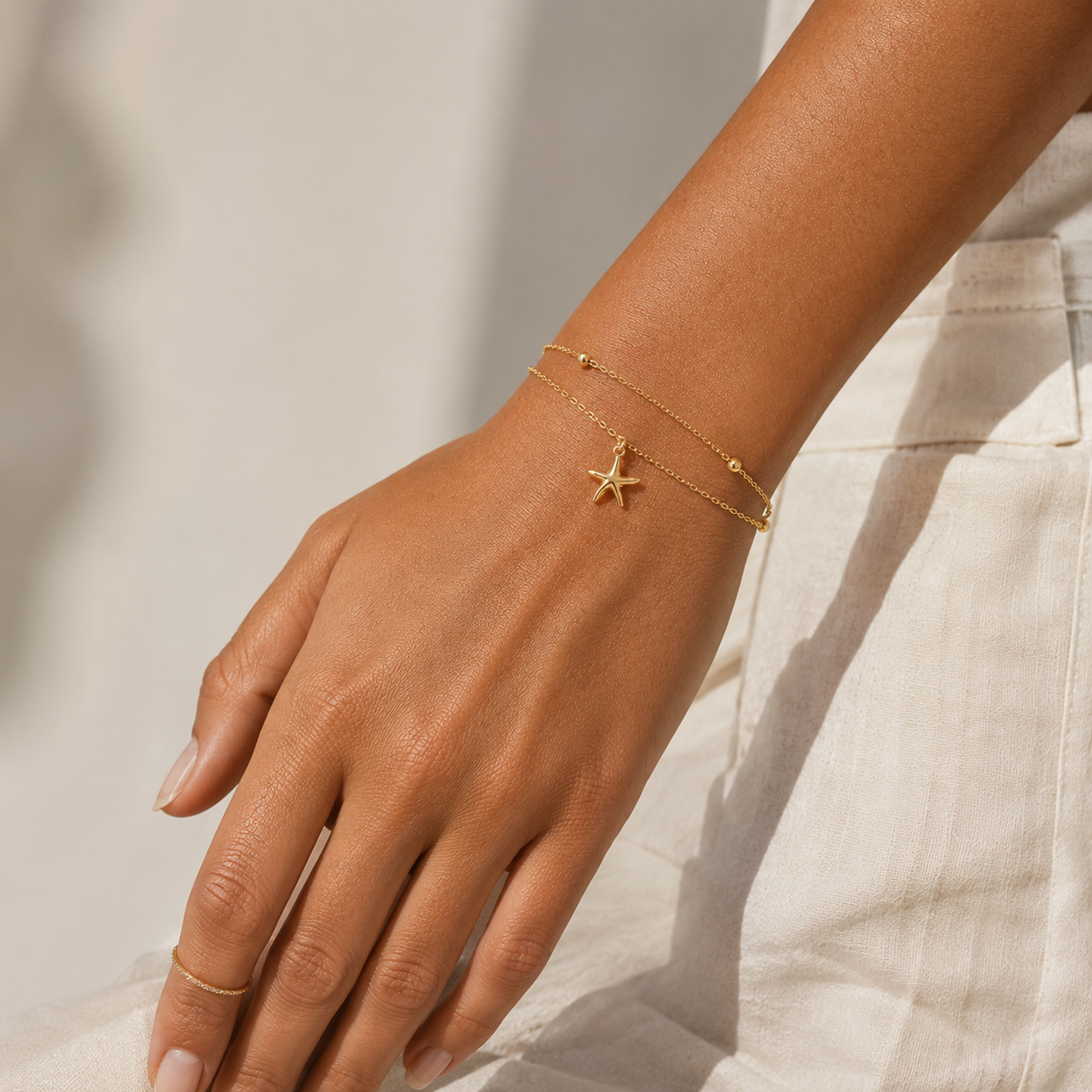 Golden Starfish Double Layer Bracelet
