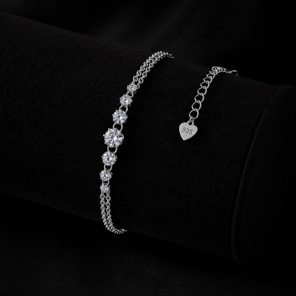 Sterling Silver Floral Sparkle Bracelet