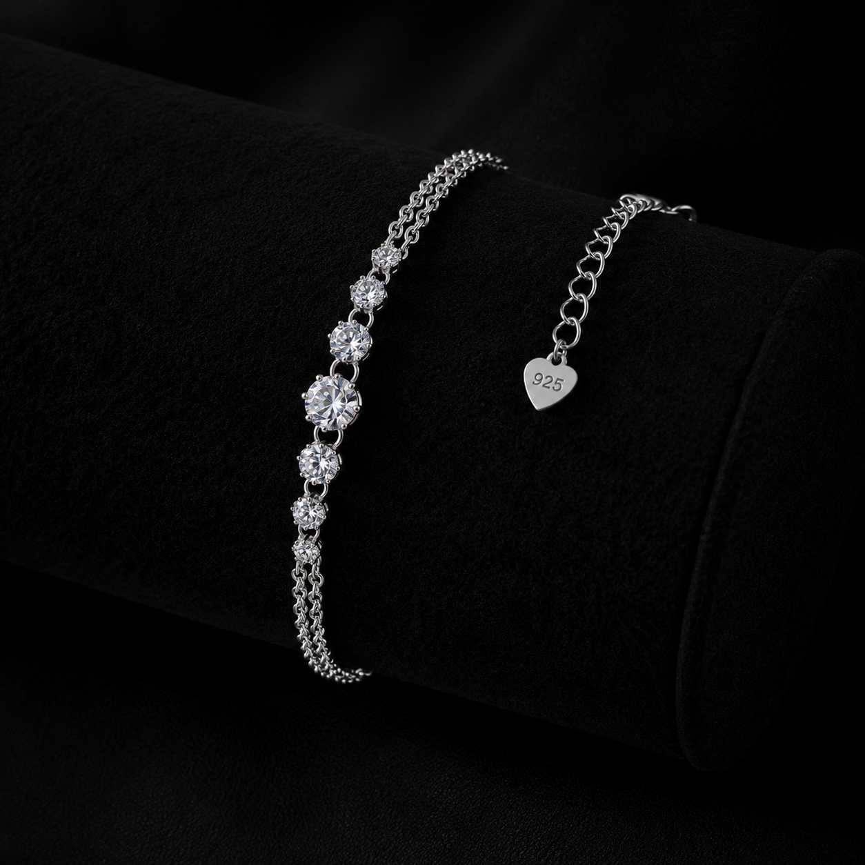 Sterling Silver Floral Sparkle Bracelet