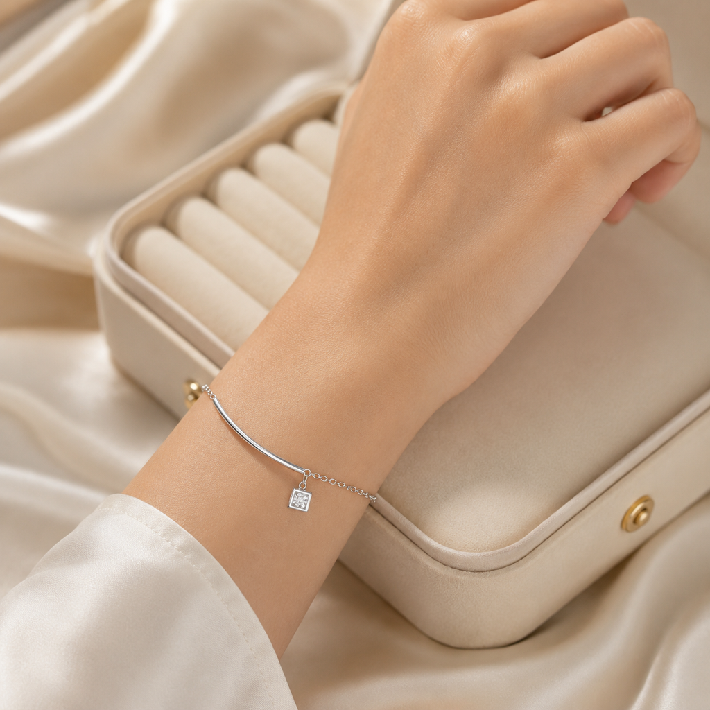 cubic chain charm bracelet