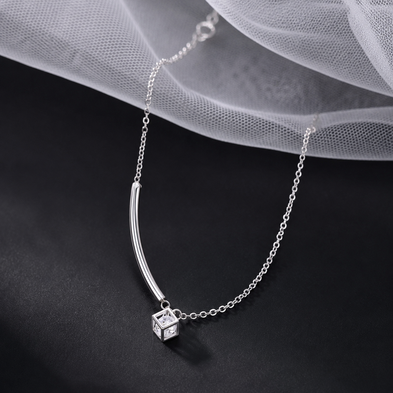 cubic chain charm bracelet