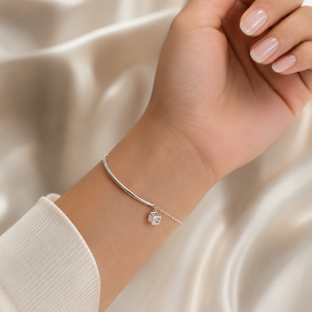 cubic chain charm bracelet