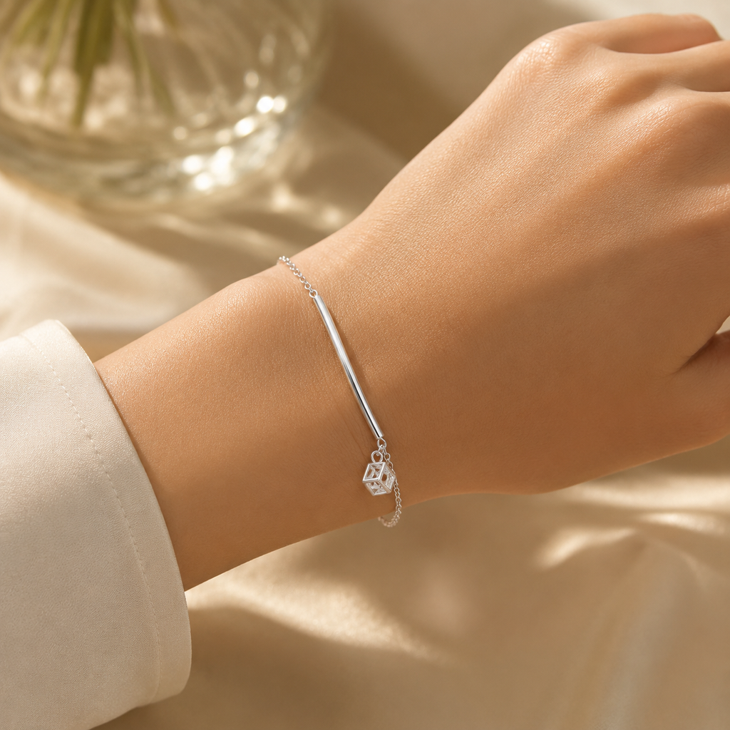 cubic chain charm bracelet