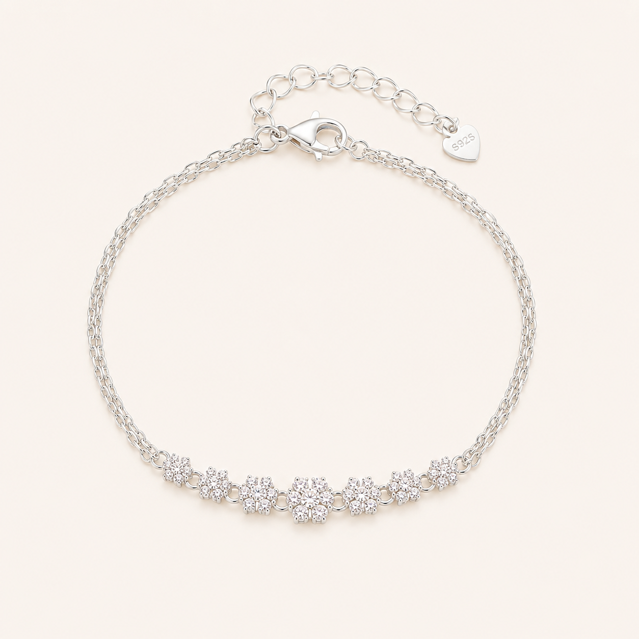 Sterling Silver Floral Sparkle Bracelet