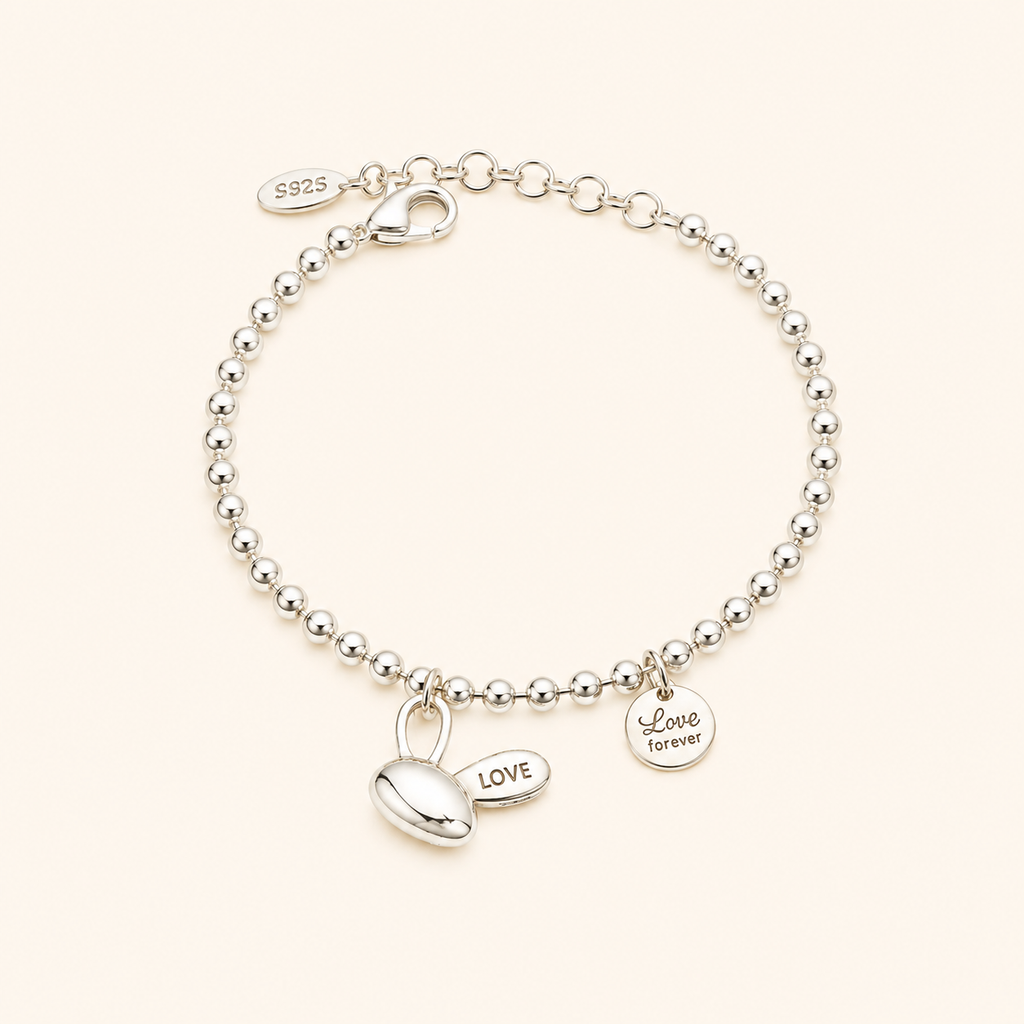 Sterling Silver Charm/Beaded Bracelet