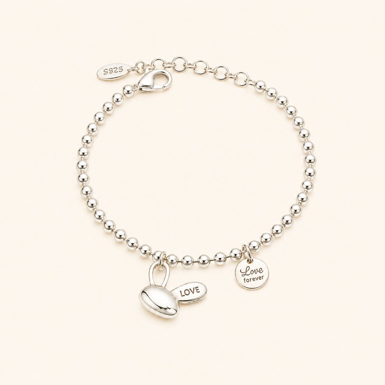 Sterling Silver Charm/Beaded Bracelet