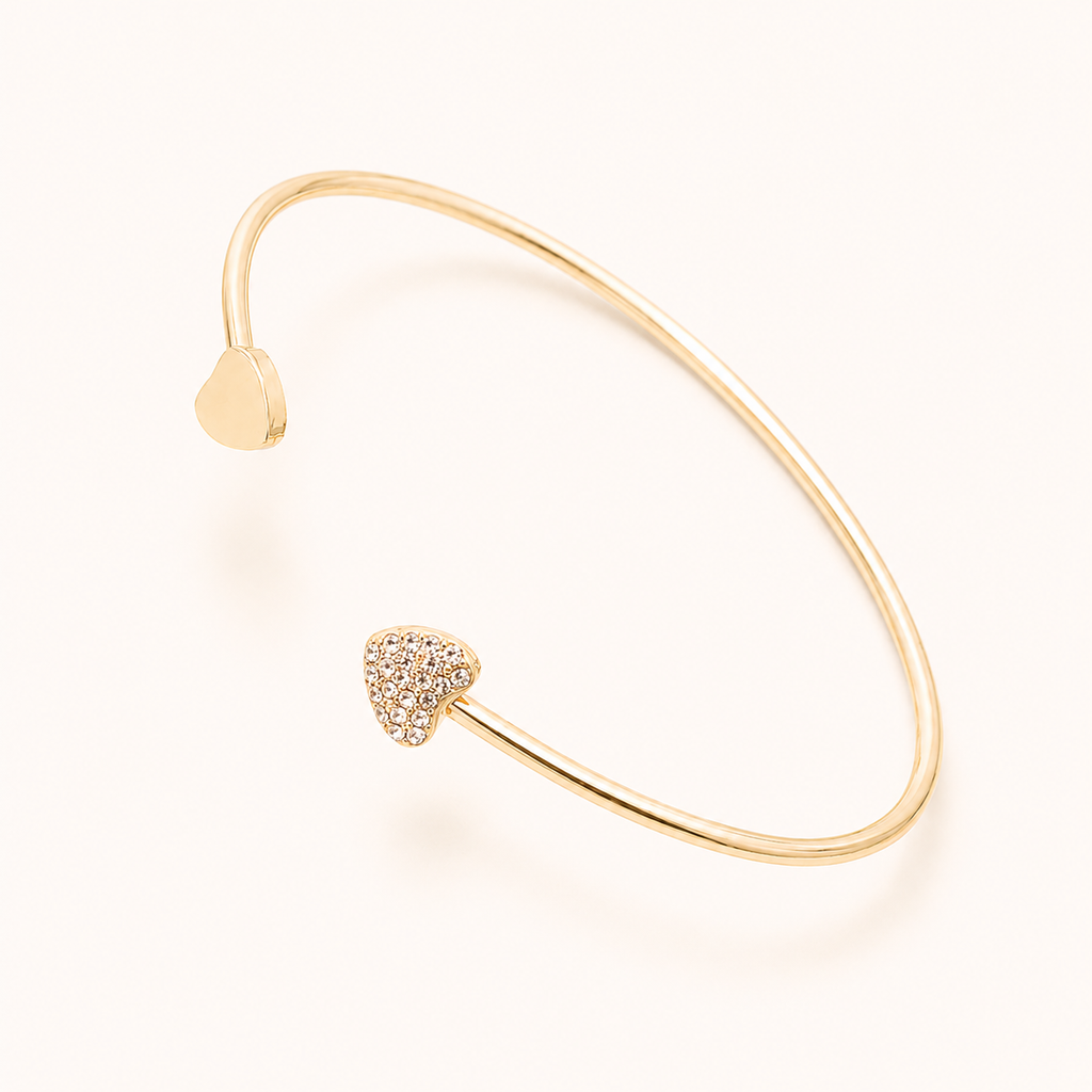 Heart Pavé Open Cuff Bracelet