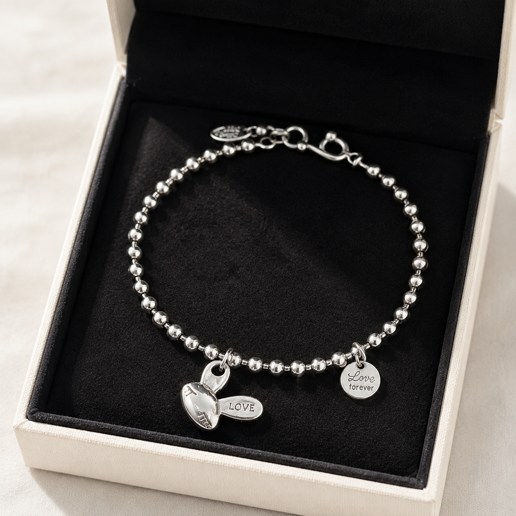 Sterling Silver Charm/Beaded Bracelet