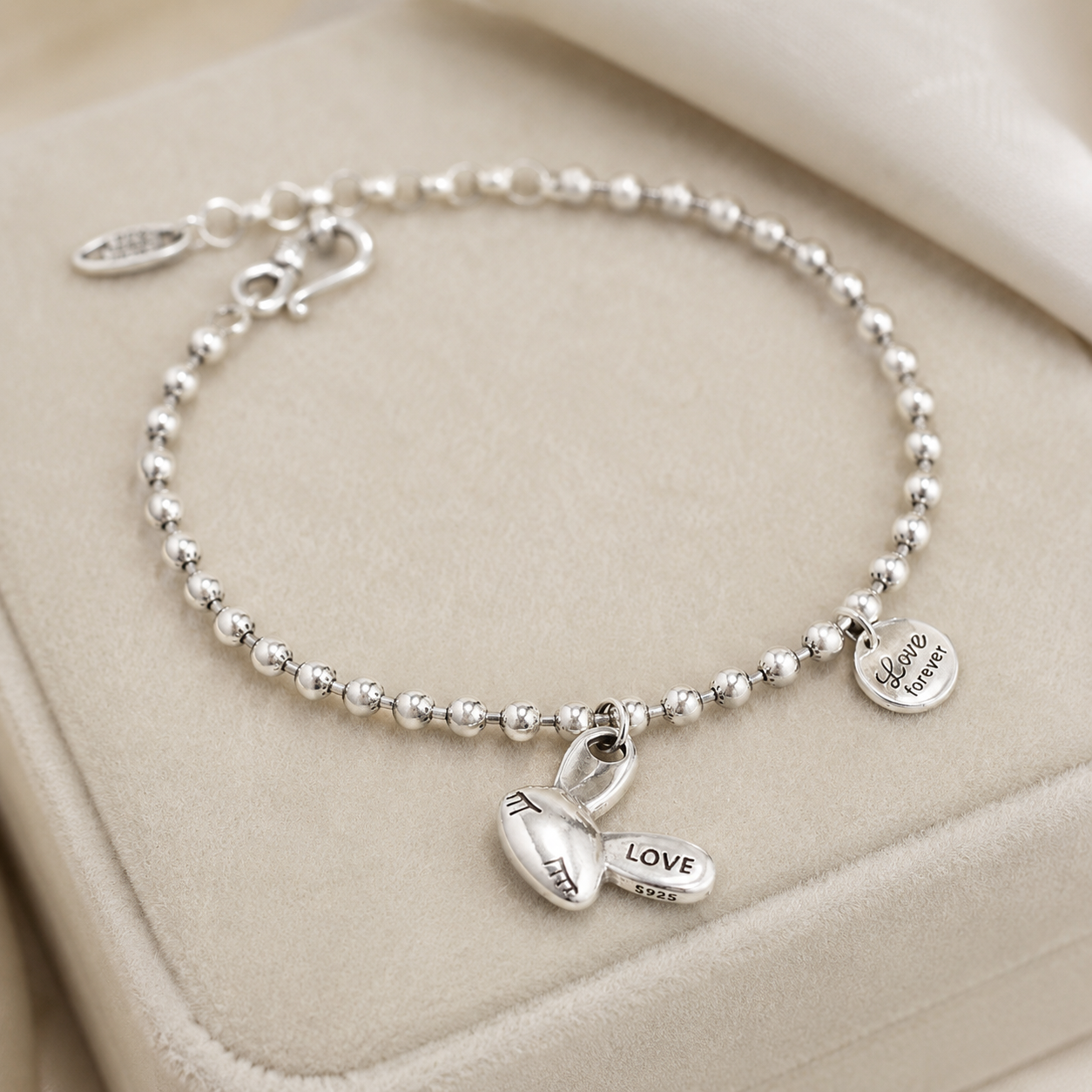 Sterling Silver Charm/Beaded Bracelet